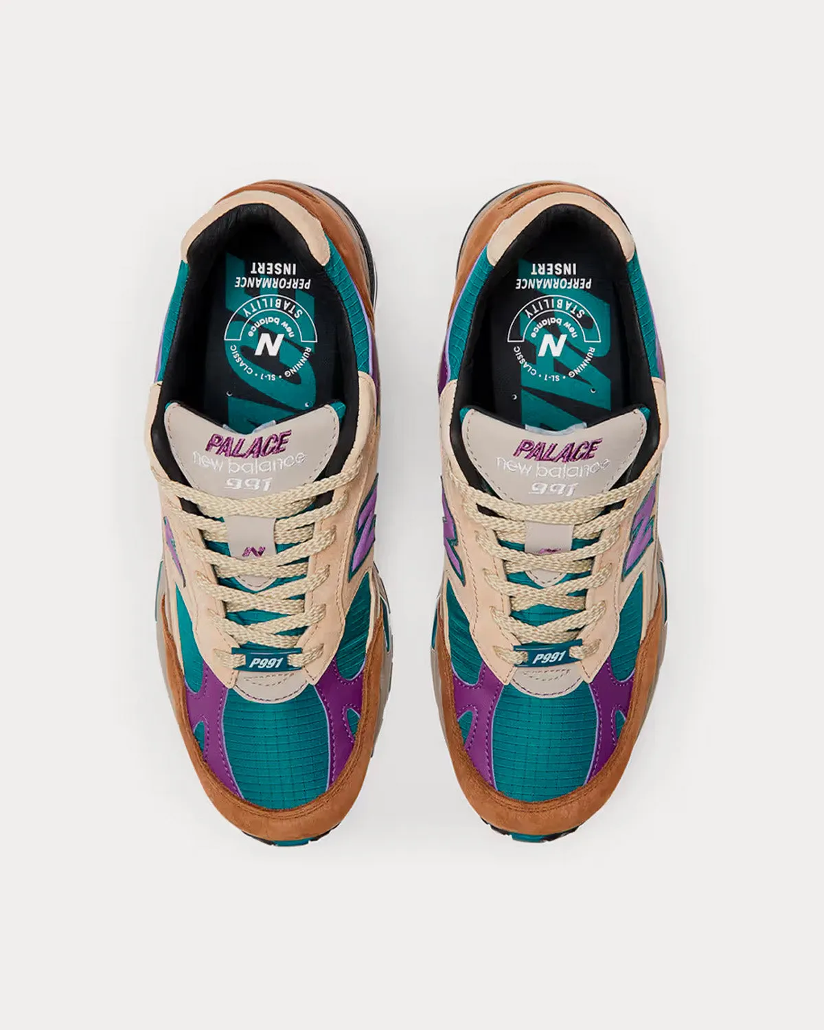 Made In UK 991 Beige / Teal / Purple Low Top Sneakers