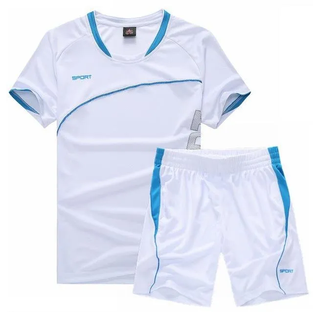 Men Running Suit Short Sleeve Shorts Basketball Training Tracksuit Quick Dry Loose T-shirt Sports Gym Fitness Exercise Clothing