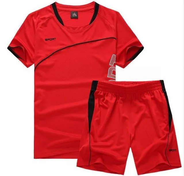 Men Running Suit Short Sleeve Shorts Basketball Training Tracksuit Quick Dry Loose T-shirt Sports Gym Fitness Exercise Clothing
