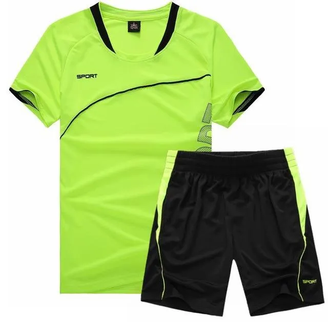 Men Running Suit Short Sleeve Shorts Basketball Training Tracksuit Quick Dry Loose T-shirt Sports Gym Fitness Exercise Clothing