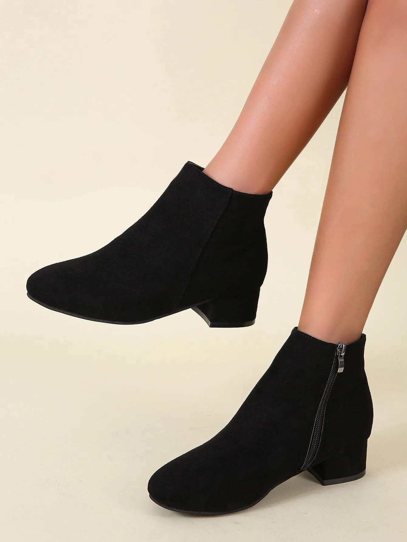 Minimalist Side Zipper Chunky Heeled Boots