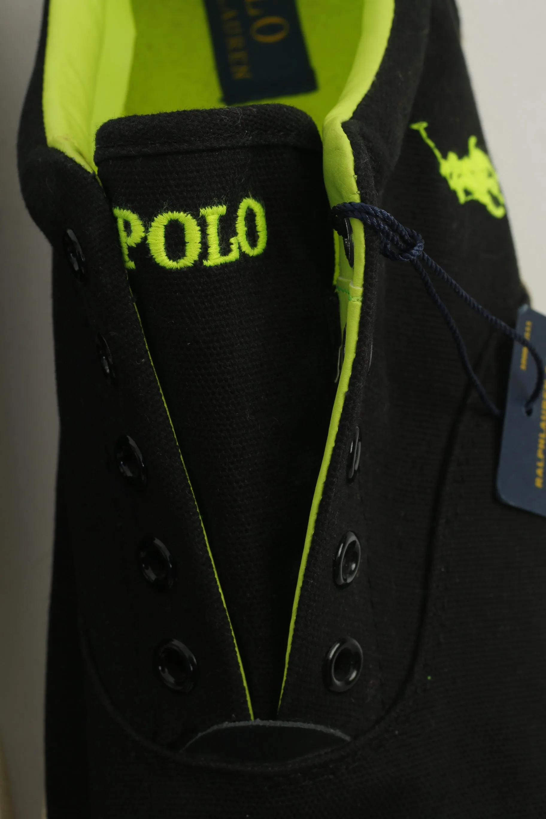 NEW Polo Ralph Lauren Men 15 50 Shoes Black Training Without Laces  Sneakers