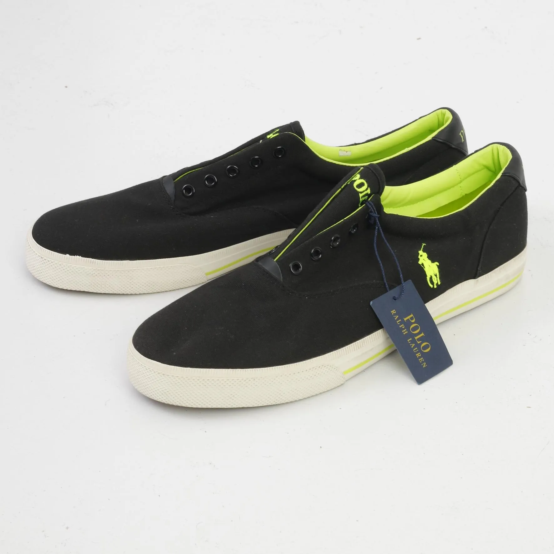 NEW Polo Ralph Lauren Men 15 50 Shoes Black Training Without Laces  Sneakers