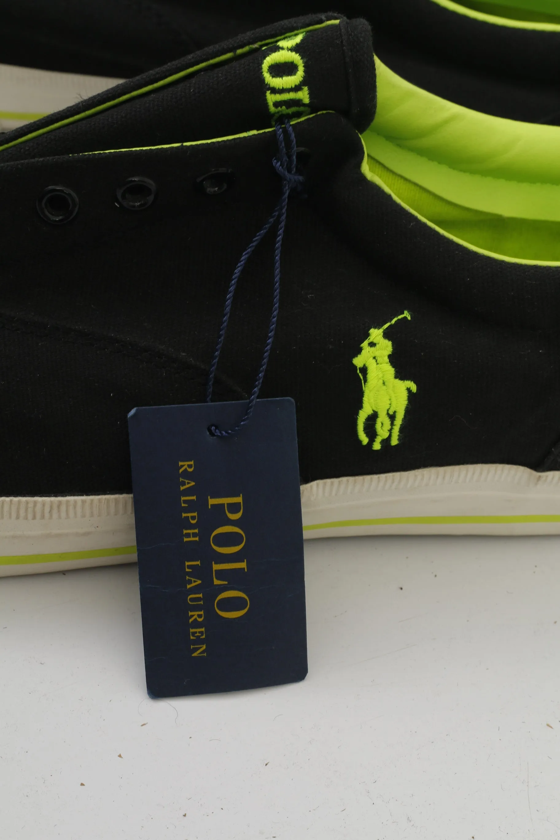 NEW Polo Ralph Lauren Men 15 50 Shoes Black Training Without Laces  Sneakers