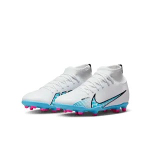 Nike Junior Mercurial Superfly 9 Club FG - White/Baltic Blue/Pink Blast