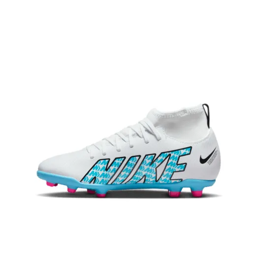 Nike Junior Mercurial Superfly 9 Club FG - White/Baltic Blue/Pink Blast