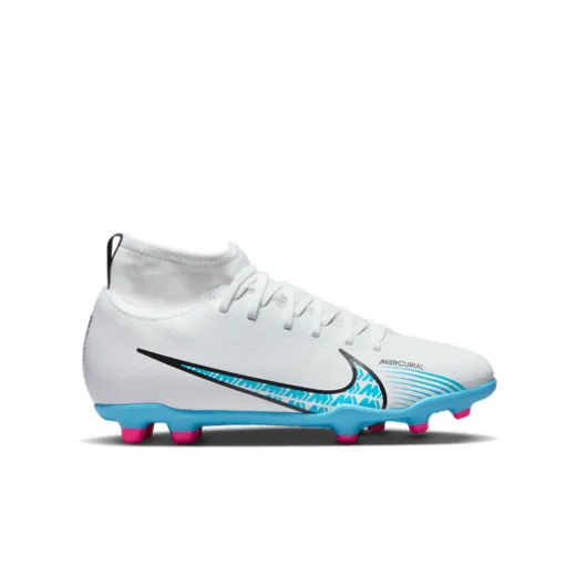 Nike Junior Mercurial Superfly 9 Club FG - White/Baltic Blue/Pink Blast