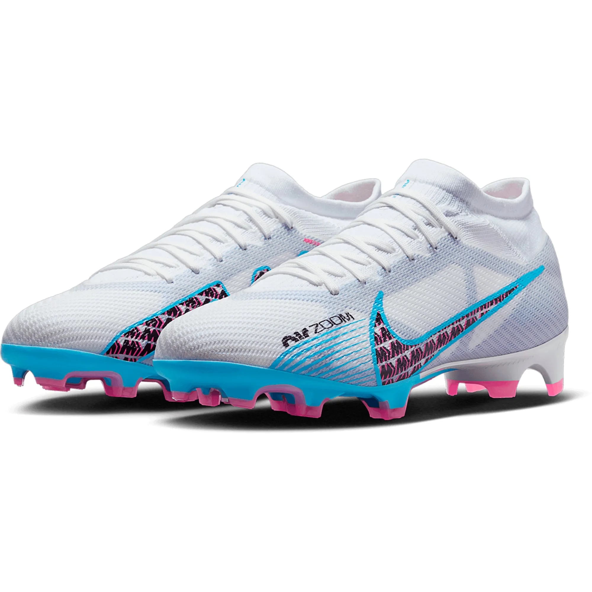 Nike Zoom Mercurial Vapor 15 Pro FG Firm Ground Soccer Cleats - White/Blue/Pink/Indigo/Black