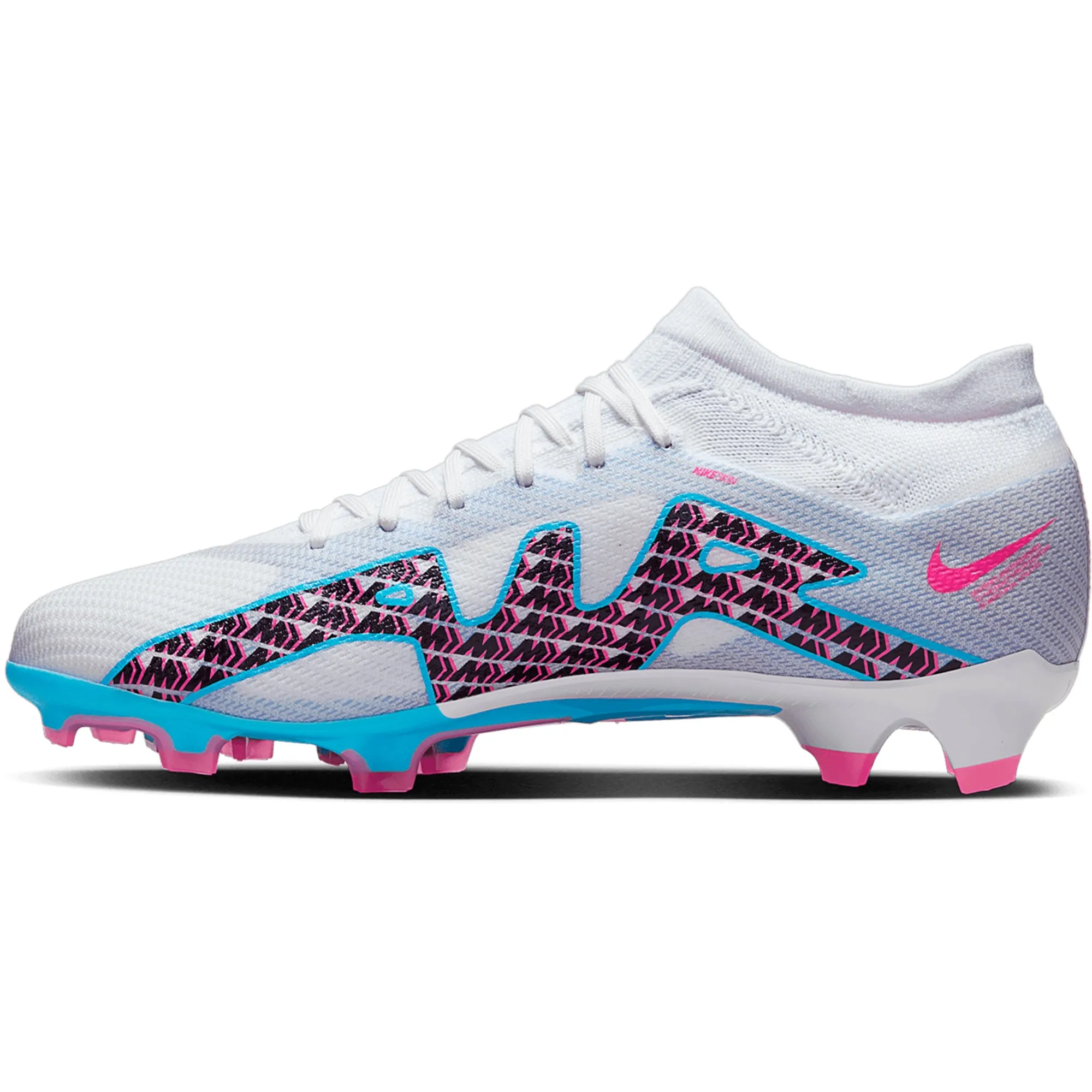 Nike Zoom Mercurial Vapor 15 Pro FG Firm Ground Soccer Cleats - White/Blue/Pink/Indigo/Black