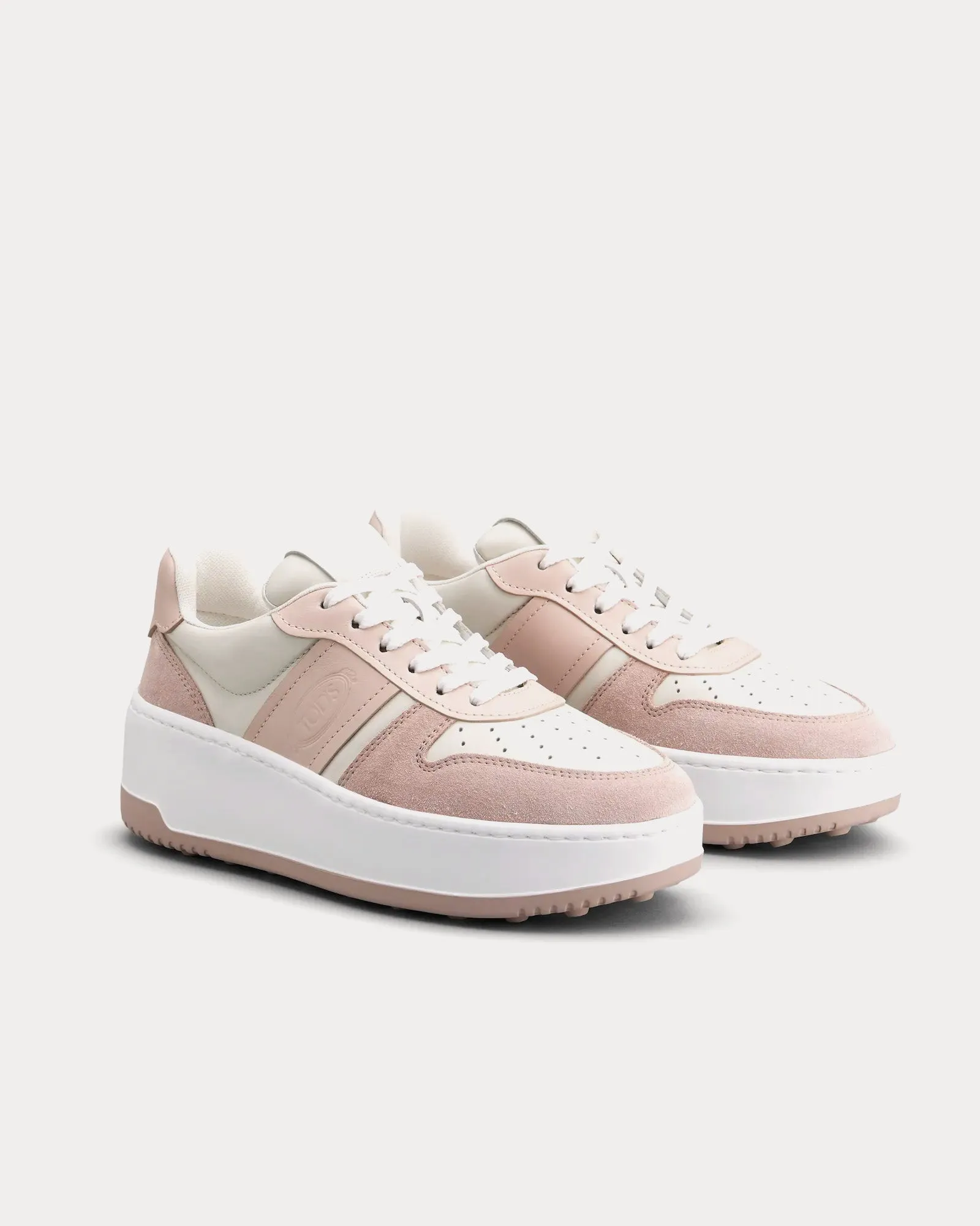 Platform Leather Pink / Off-White / White Low Top Sneakers