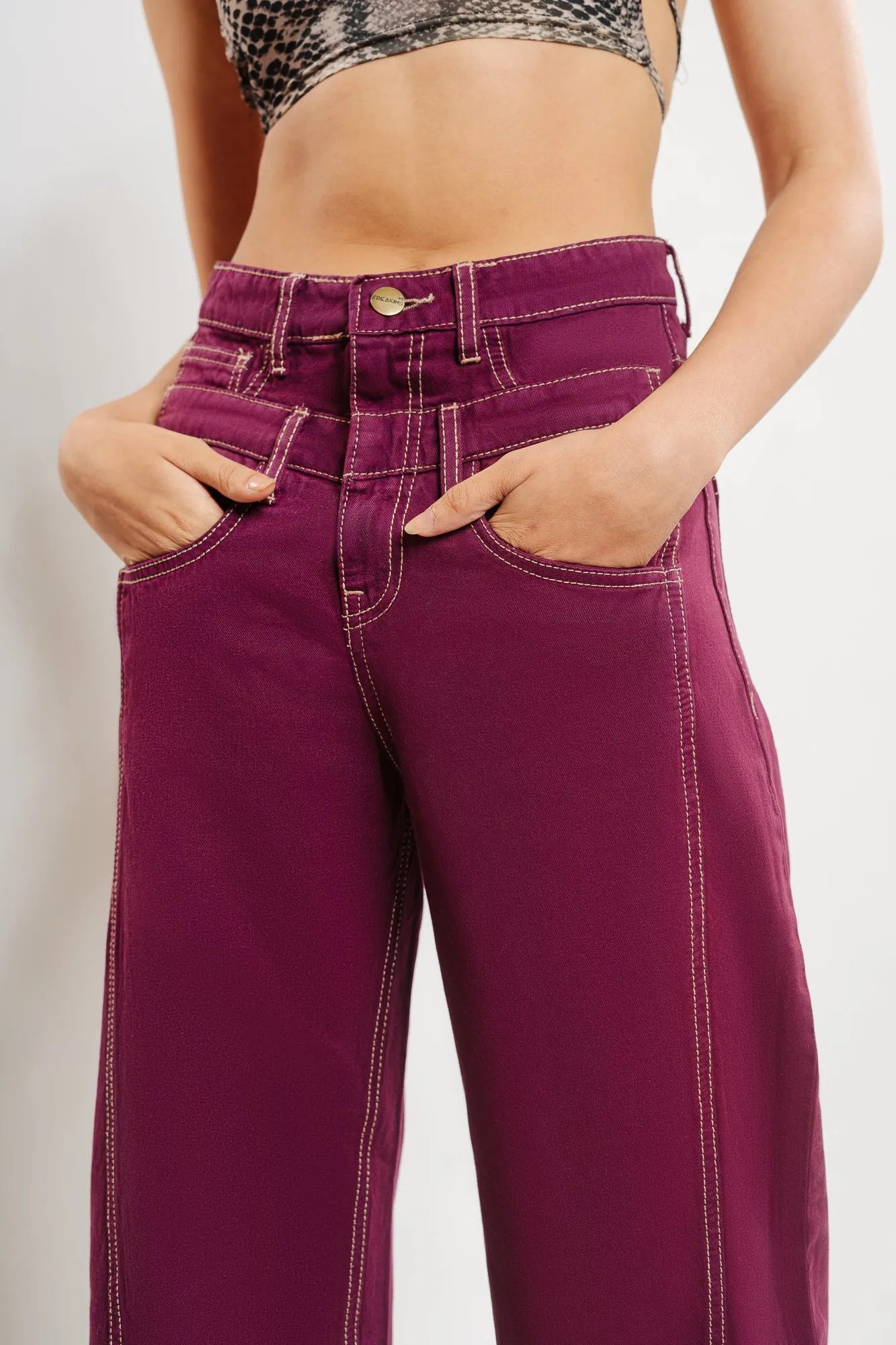 Plum Double Detailed Jeans