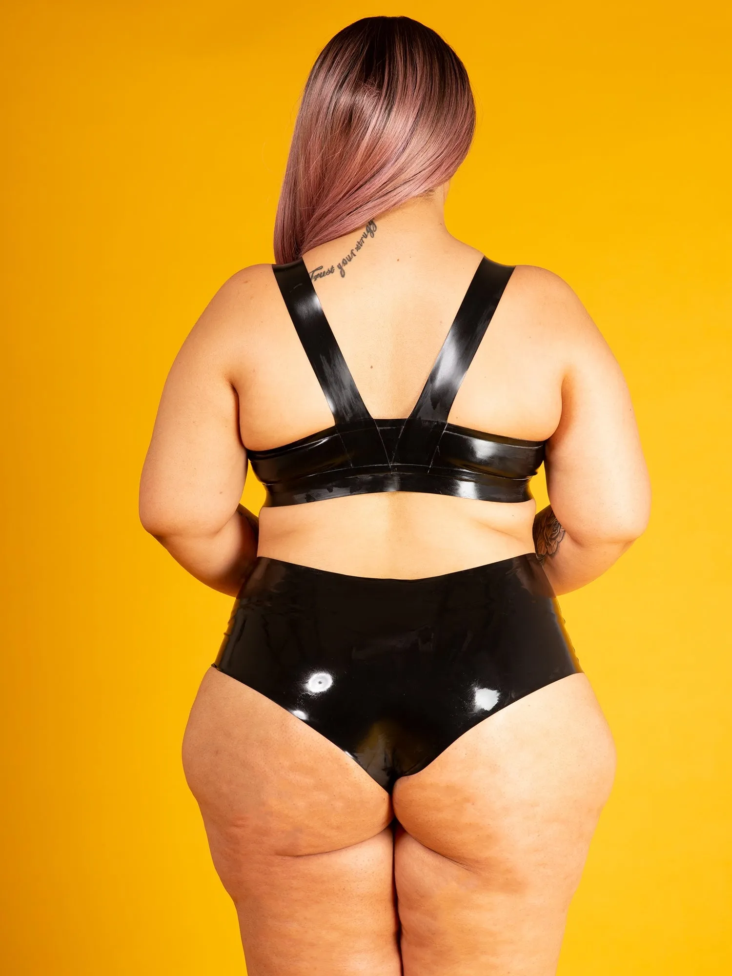 Plus Size Latex Mini French Knickers in Black