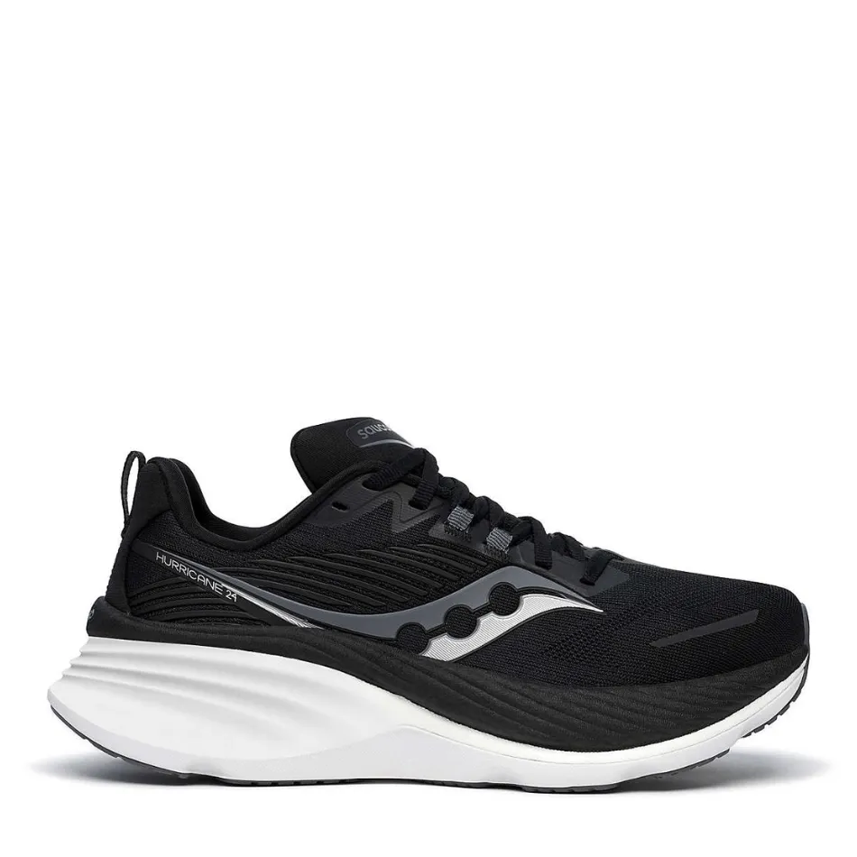 Saucony Men's Hurricane 24 Running Shoes in Black/Carbon