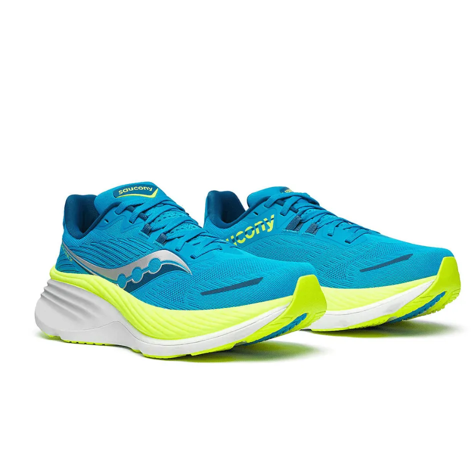 Saucony Men's Hurricane 24 Running Shoes in ViZiBlue/Citron