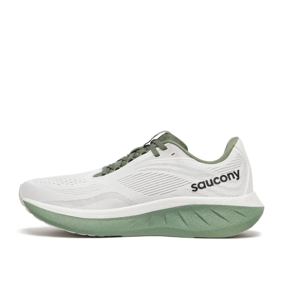 Saucony Men's Ride 18 Running Shoes in White/Olivine SS25