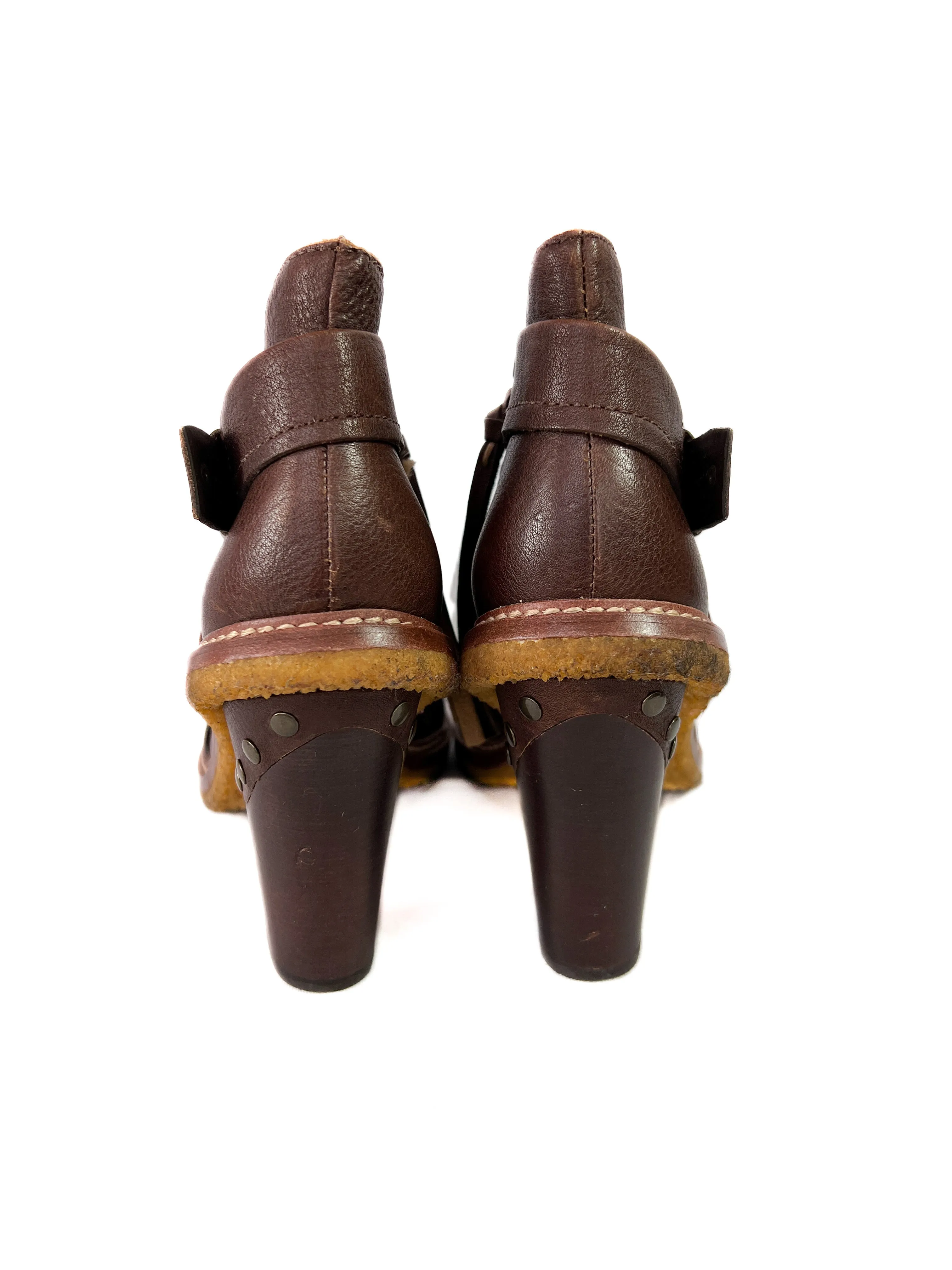Schuler & Sons brown leather heeled boots size 9.5