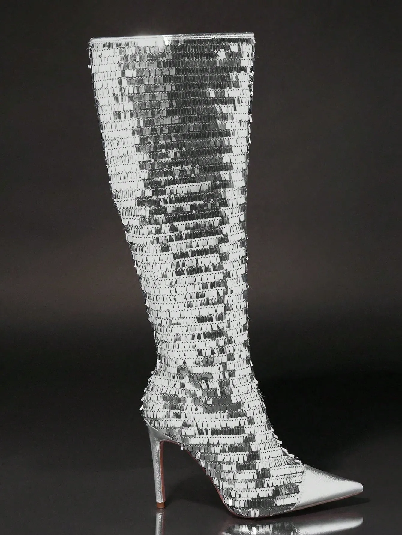 Sequin Decor Point Toe Stiletto Heeled Classic Boots