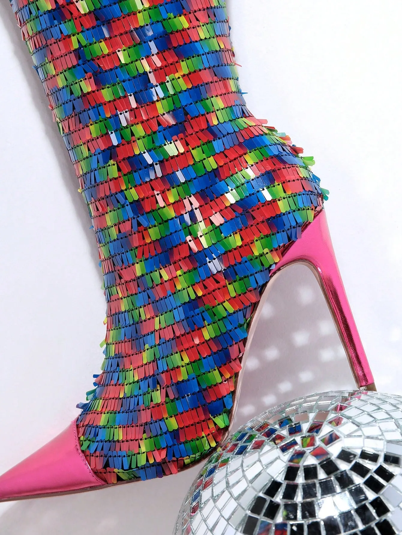 Sequin Decor Point Toe Stiletto Heeled Classic Boots