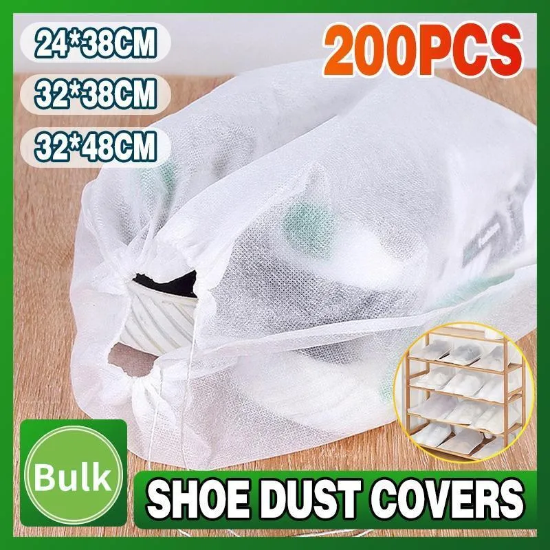 Shoe Dust Covers Storage Bags White 200PCS