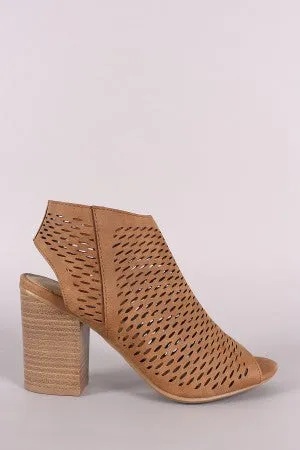 Soda Perforated Nubuck Chunky Heeled Booties
