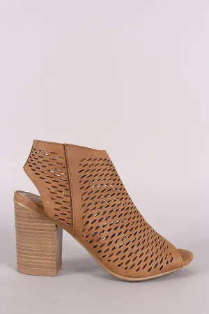 Soda Perforated Nubuck Chunky Heeled Booties