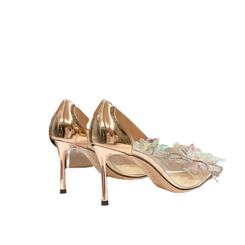 Transparent Crystal Heels For Women