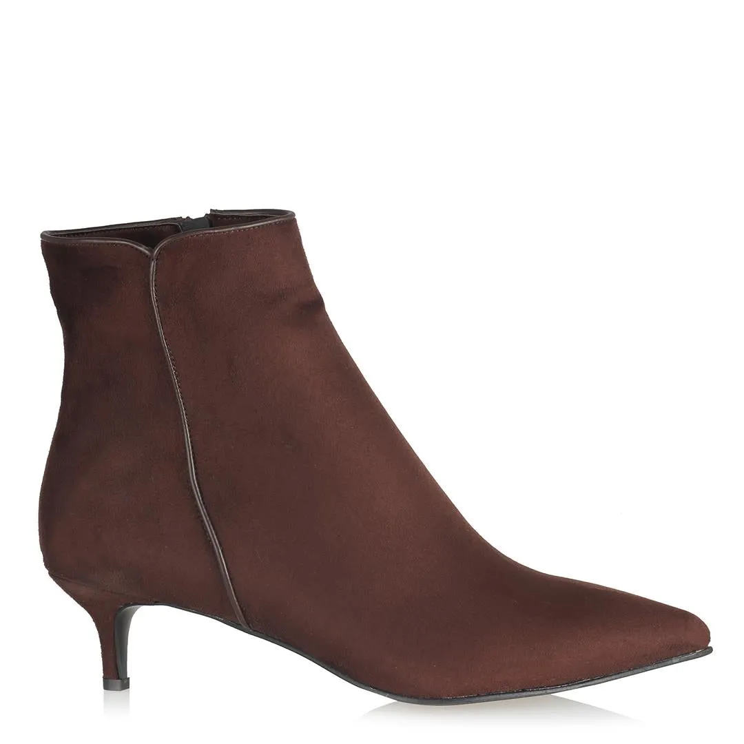 Women's Brown Suede Low Heeled Boots