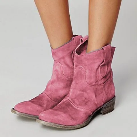 Women's Comfortable Low-heeled Square-heeled Low-top Boots