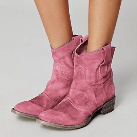 Women's Comfortable Low-heeled Square-heeled Low-top Boots