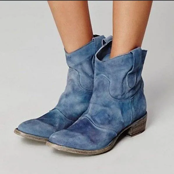Women's Comfortable Low-heeled Square-heeled Low-top Boots