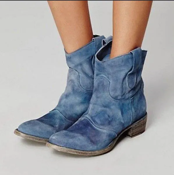 Women's Comfortable Low-heeled Square-heeled Low-top Boots
