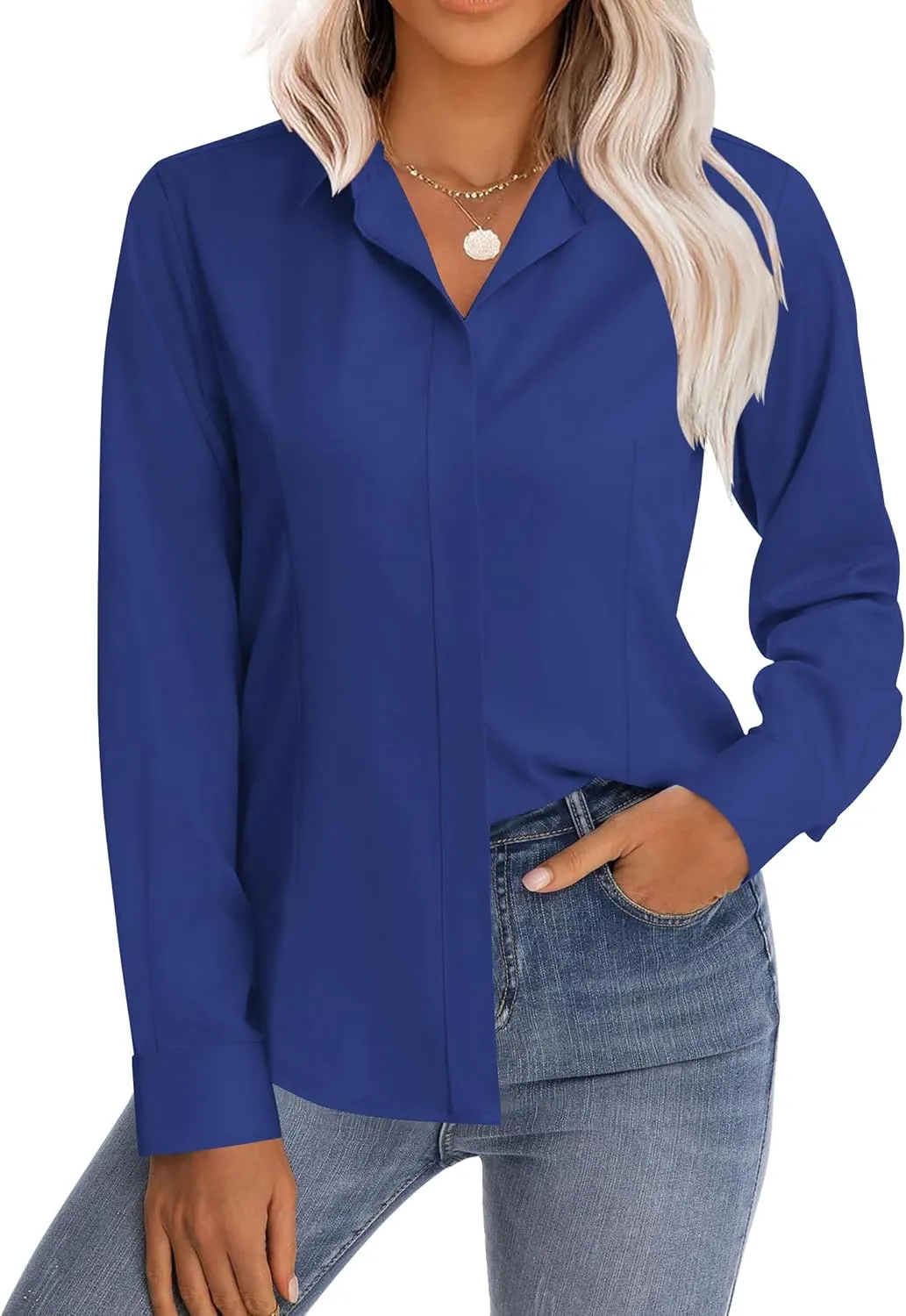 Zeagoo Women's Button Down Shirts Classic Fit Dress Shirt