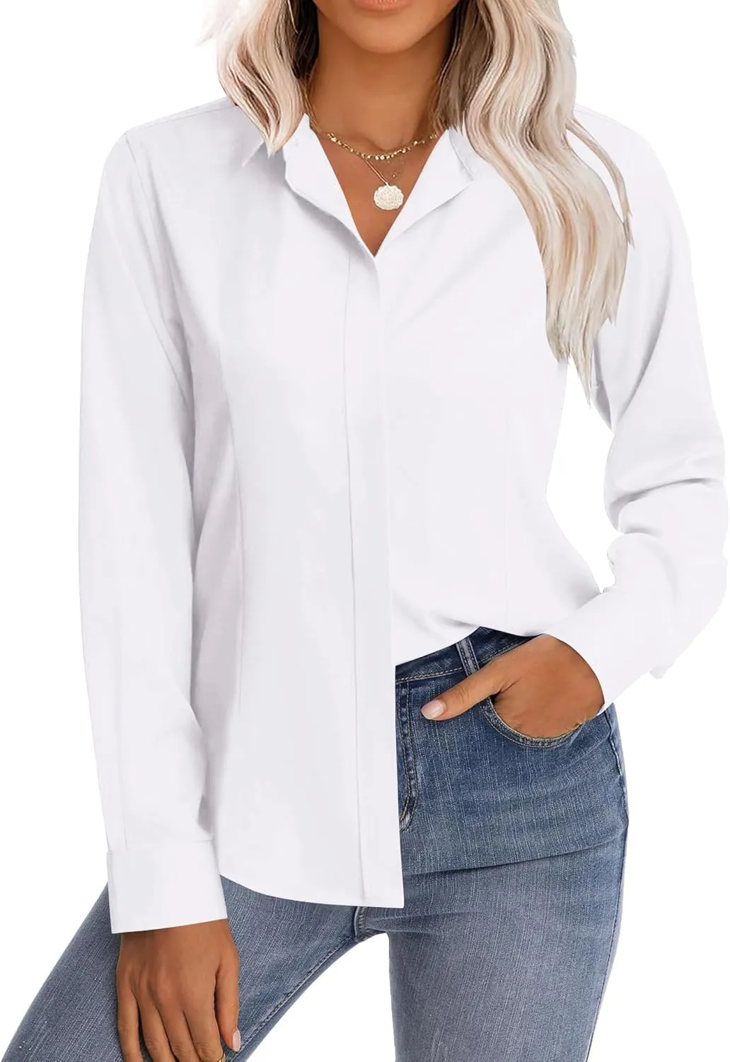 Zeagoo Women's Button Down Shirts Classic Fit Dress Shirt