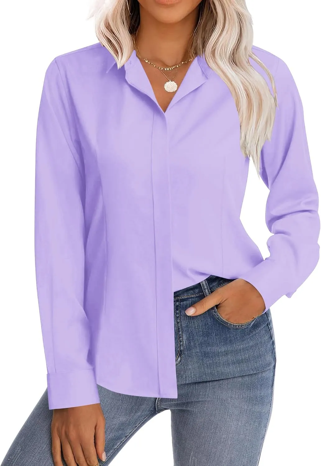 Zeagoo Women's Button Down Shirts Classic Fit Dress Shirt