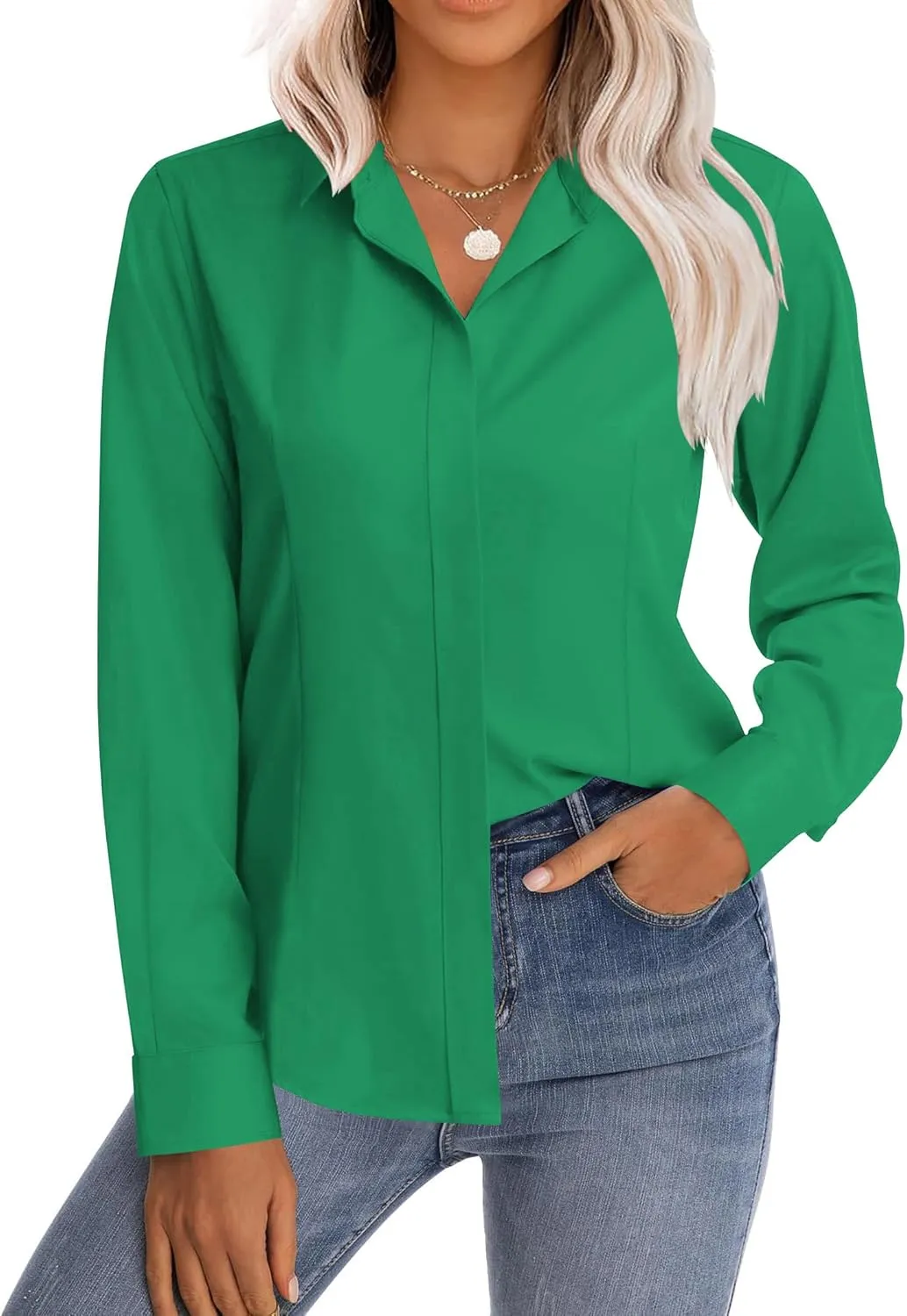 Zeagoo Women's Button Down Shirts Classic Fit Dress Shirt