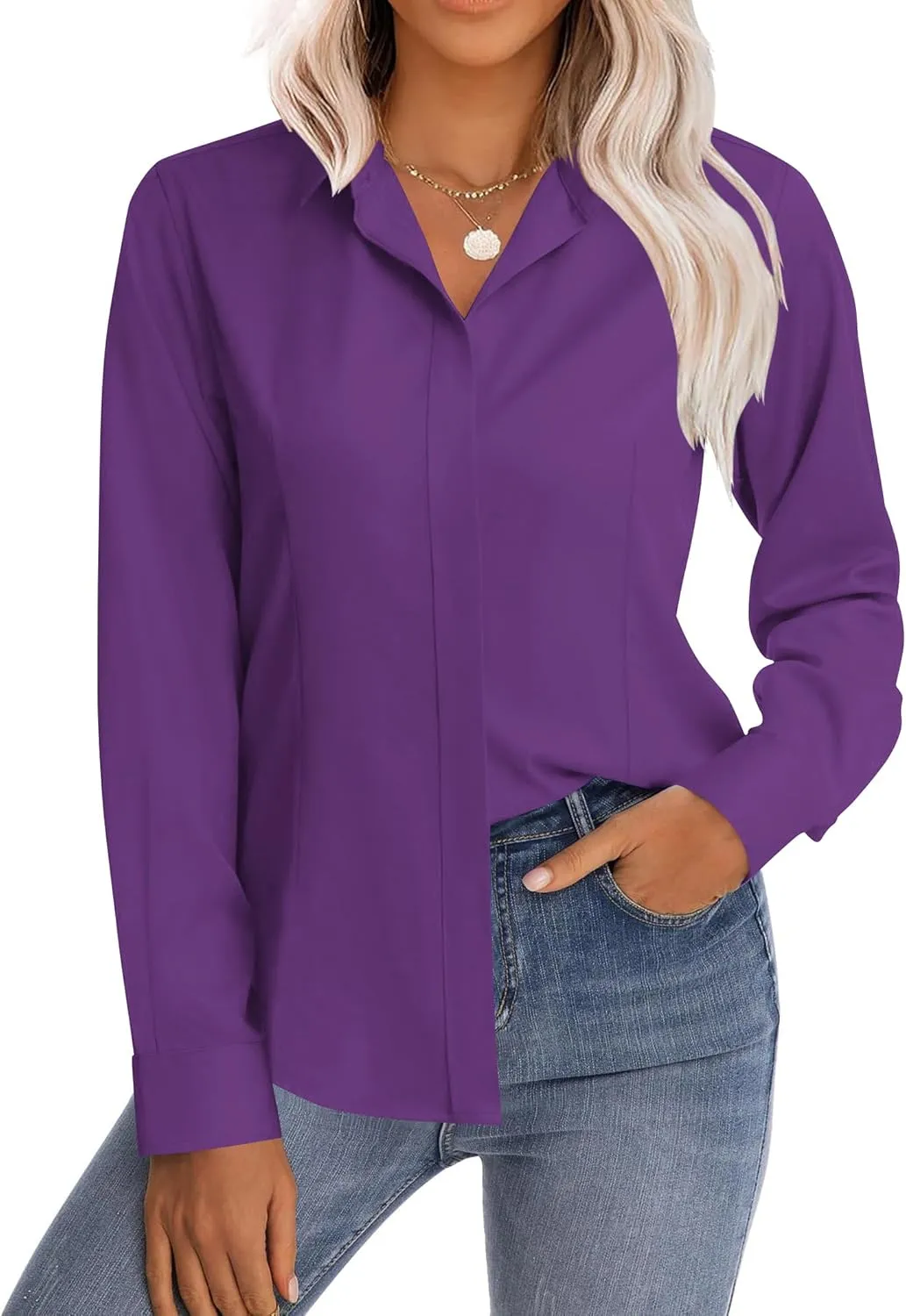 Zeagoo Women's Button Down Shirts Classic Fit Dress Shirt