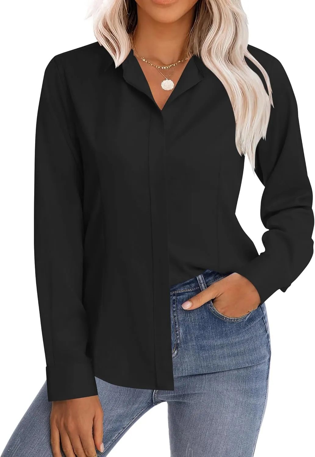Zeagoo Women's Button Down Shirts Classic Fit Dress Shirt
