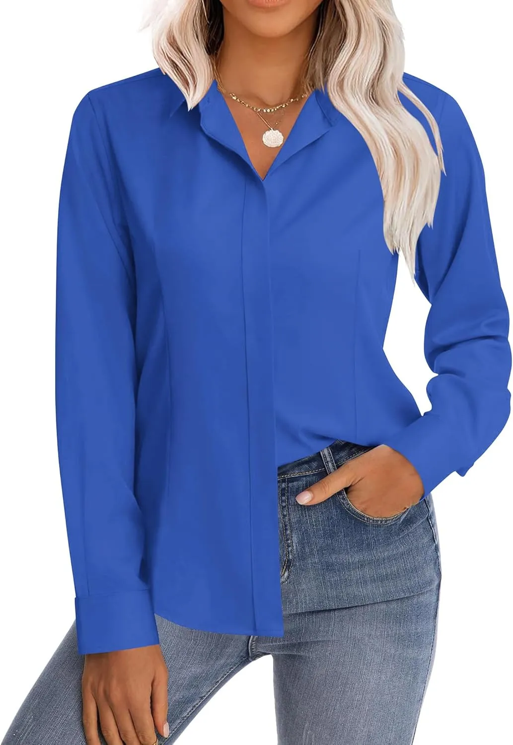 Zeagoo Women's Button Down Shirts Classic Fit Dress Shirt
